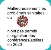 Malheureusement les  problèmes sanitaires  du    n‘ont pas permis  d‘organiser des  conférences/ateliers  en 2020