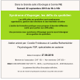 Atelier animé par: Coralie Froidevaux et Laetitia Rothenbühler Psychologues FSP, spécialisées en autisme Syndrome d’Asperger, les défis du quotidien Dans la Grande salle d’Evologia à Cernier/NE Samedi 22 septembre 2018 de 9h à 16h                        Les difficultés au quotidien sont nombreuses:       oganisation, gestion des émotions et des habiletés sociales    L‘atelier de formation pratique vous propose d‘aborder différents                                 outils pour pallier aux difficultés.    Une personne avec syndrome d‘Asperger pourra aussi témoigner                                      de sa gestion du quotidien. Délai d‘inscription: 27.08.2018  Membre de l‘association: CHF 150.-- / Non membres: CHF 200.--  IBAN CH39 0076 6000 1027 8717 5  - BCN – Les Pommerets 23 – 2035 Montezillon  Le paiement fait office d‘inscription définitive.  - En cas de nombre de participants insuffisant, la journée sera annulée -
